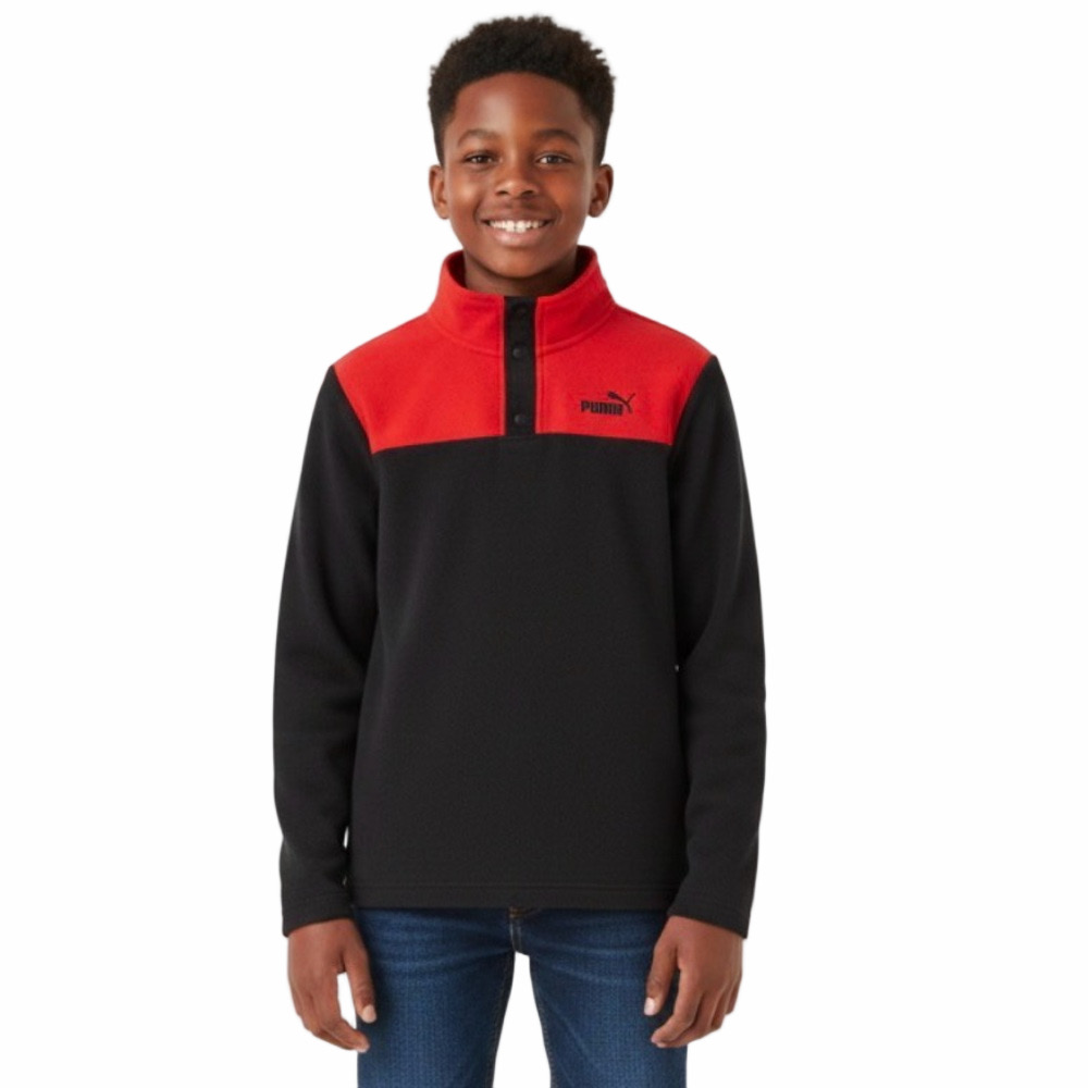 Puma Black Red Lightweight Fleece Pullover Activewear Layer Athletic Boy XL 14